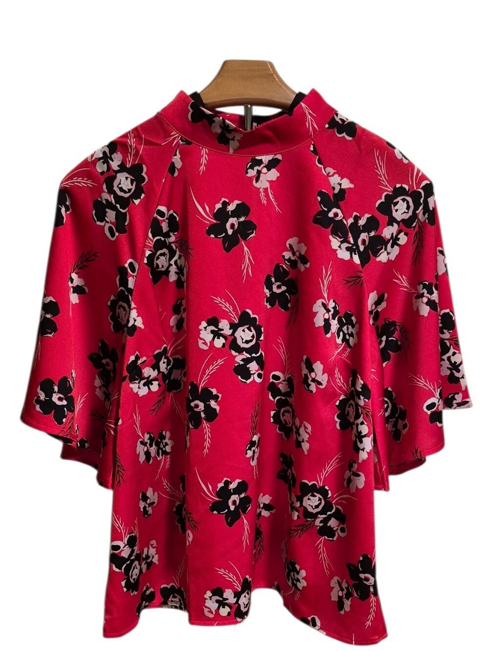 Ann Taylor Factory Red Mock Neck Blouse - Size Medium